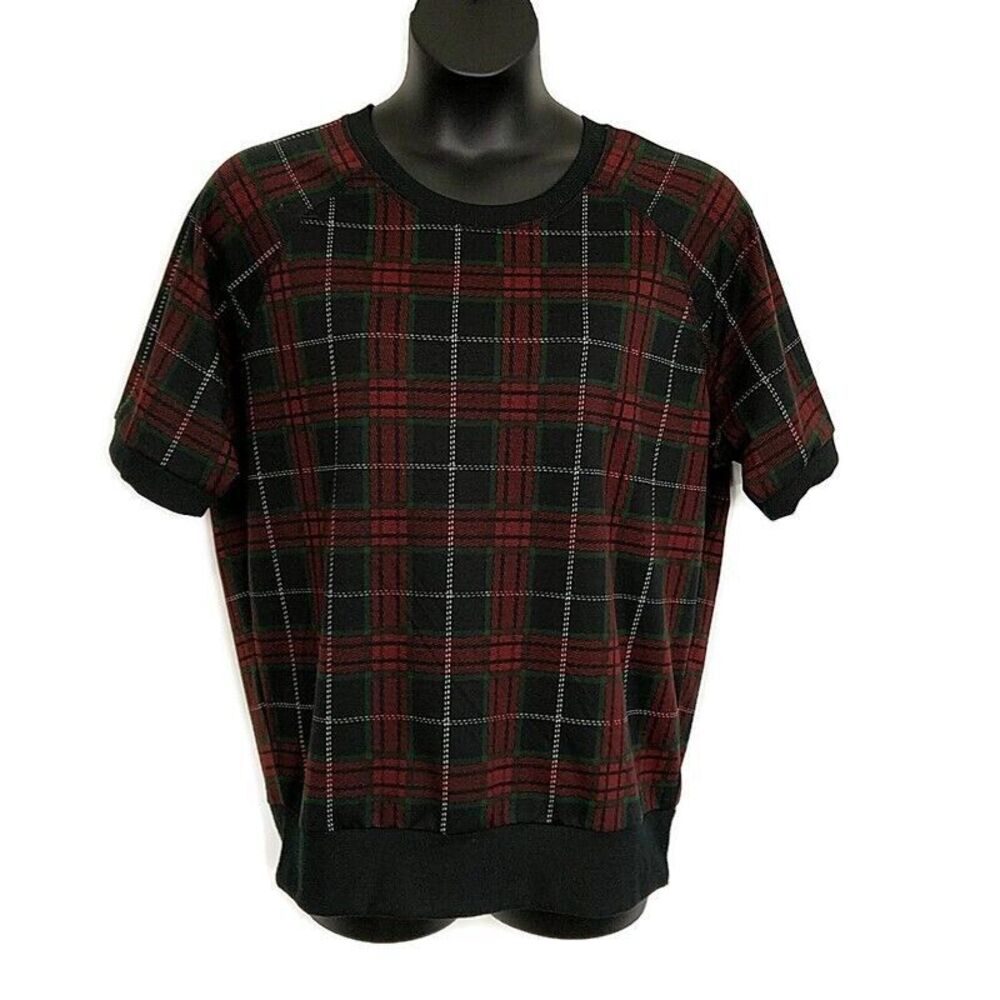 LulaRoe Womens sz XL Top Red Plaid Crew Neck Short Sleeve Pullover Tshirt